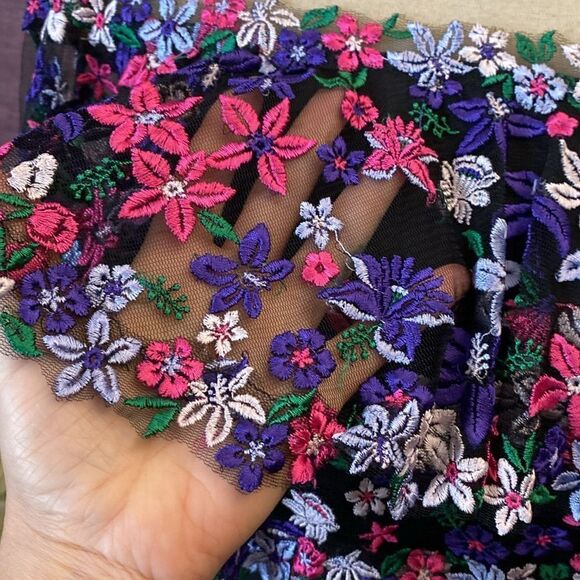 Tadashi Shoji mesh/embroidered top midi dress, S - Picture 5 of 13